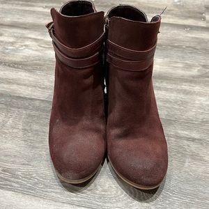Burgundy suede booties